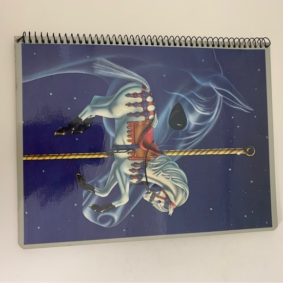 Vintage Mead Folder And Notebook Set 1985 Little Contessa Carousel White Horse - Picture 10 of 14